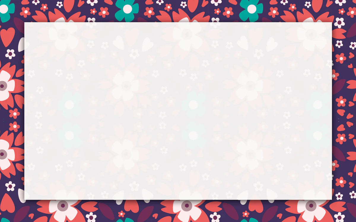 A colorful floral background with a blank space for a note.