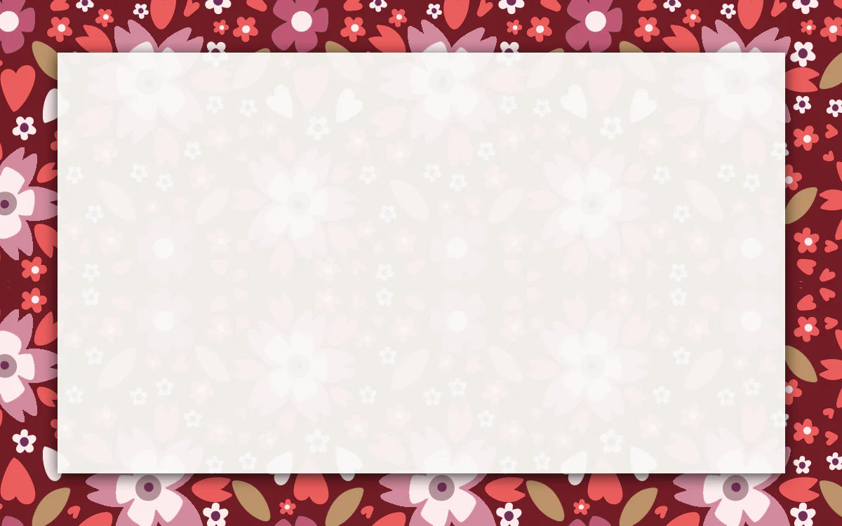 An empty frame with flowers on a red background.